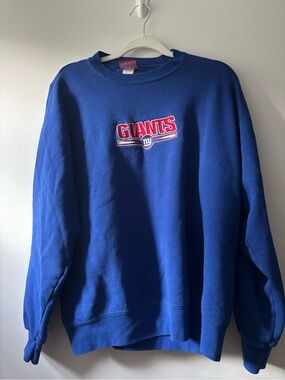 NFL Royal Blue Giants Crewneck Pullover with Red Logo